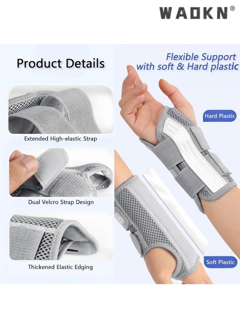 WAOKN Wrist Brace Carpal Tunnel Support for Right Hand, Adjustable Compression Wrist Band for Tendonitis, Arthritis, Wrist Pain Relief, Night Sleep Splints for Rehabilitation ,Right Hand,Gray  - Image 4