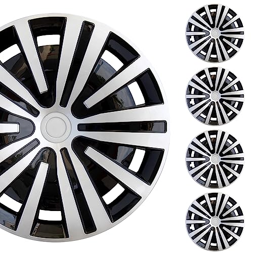 Aiqiying Hubcap Wheel Cover Replacement R16 Hub Caps Universal Wheel Rim Cover ABS Material Exterior Accessories Snap On Car Truck SUV -Set of 4 (16-Inch, Silver-Black) - Image 1