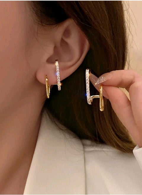 1pair Simple Four-prong Setting Stud Earrings For Women