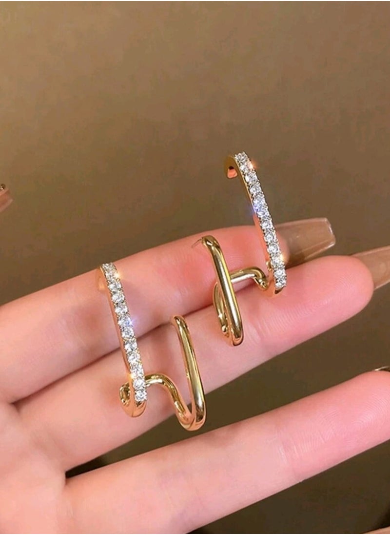 Shein - 1pair Simple Four-prong Setting Stud Earrings For Women - Image 1