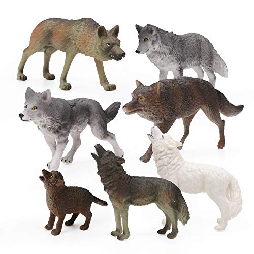 RESTCLOUD 7Pcs Wolf Toy Figurines Set Wolf Animals Figures Wolf Set A - Image 1
