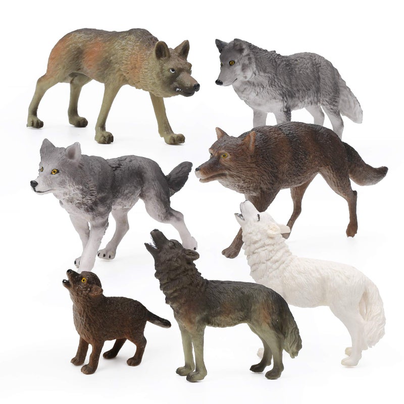 RESTCLOUD 7Pcs Wolf Toy Figurines Set Wolf Animals Figures Wolf Set A - Image 2
