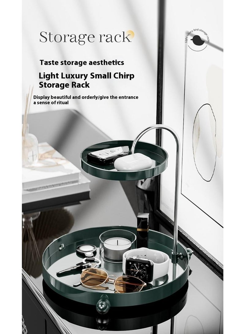 Bluejw 2-Tier Multipurpose Entrance Storage Rack Stainless Steel Decorative Tray Jewelry Dish Cosmetics Organizer Bathroom Clutter Serving Platter Small Storage Tray  - Image 4