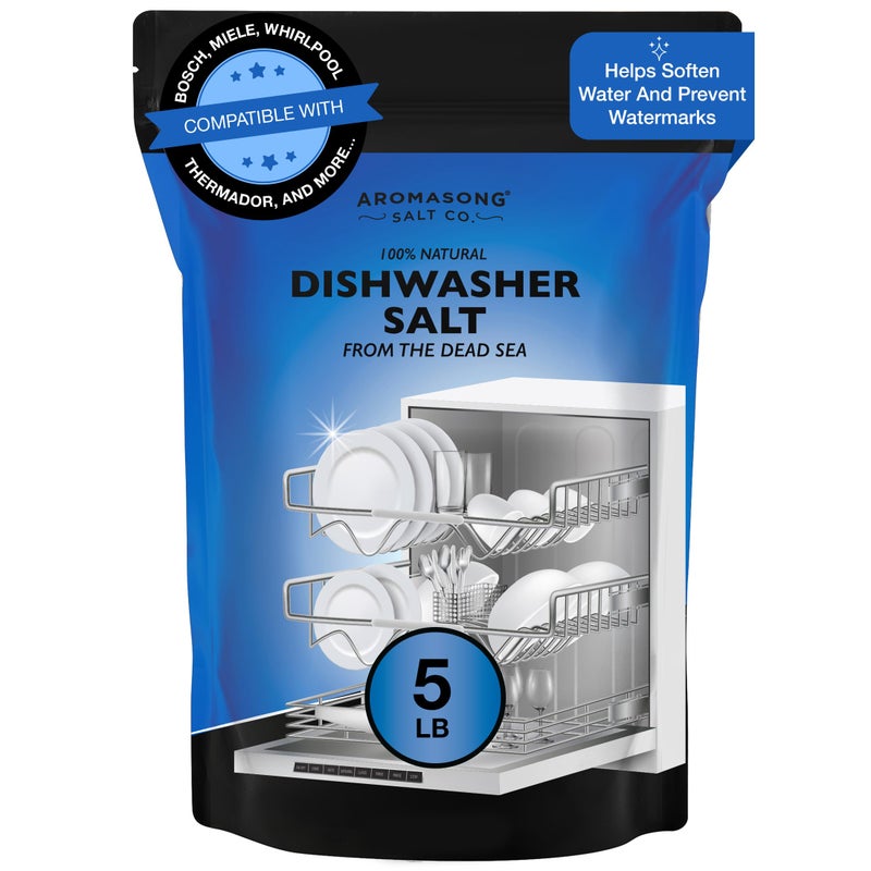 Aromasong Dishwasher Salt 5 LB 100 Natural Water Softening Agent Compatible with Bosch Miele Whirlpool Thermador and More For Cleaner Dishes Washer Reactivation packaging may vary - Image 3