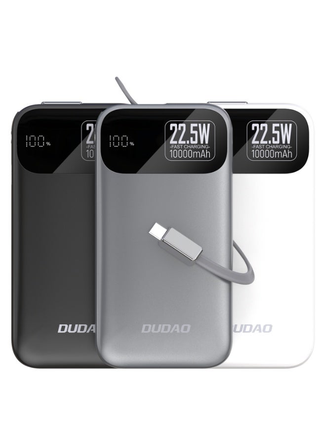 DUDAO K31-G PD22.5 RETRACTABLE CABLE POWER BANK 10000MAH -G - Image 1