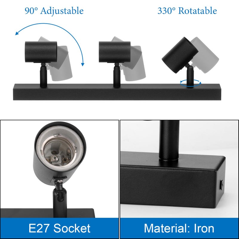 Klighten Klighten E27 Ceiling Spotlights, Black, 39 cm, 3 Pack, Industrial Style, Touch Control, Dimmable, Suitable for Living Room, Bedroom, Kitchen - Image 2