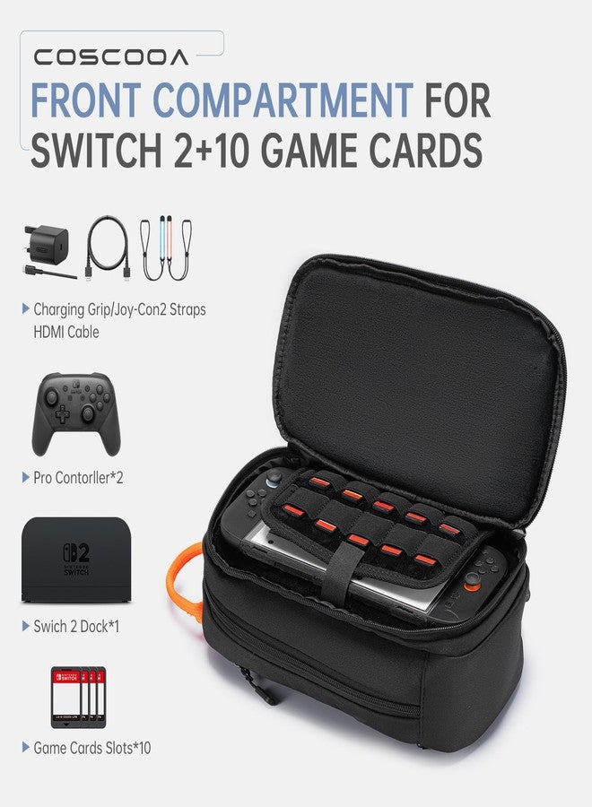 COSCOOA حقيبة كتف COSCOOA لجهاز Steam Deck/OLED/Nintendo Switch 2 (2025)/Rog Xbox Ally X، حقيبة ألعاب واقية للسفر مع 10 فتحات لخرطوشات الألعاب، حقيبة صغيرة الحجم للاستخدام اليومي والسفر - Image 3