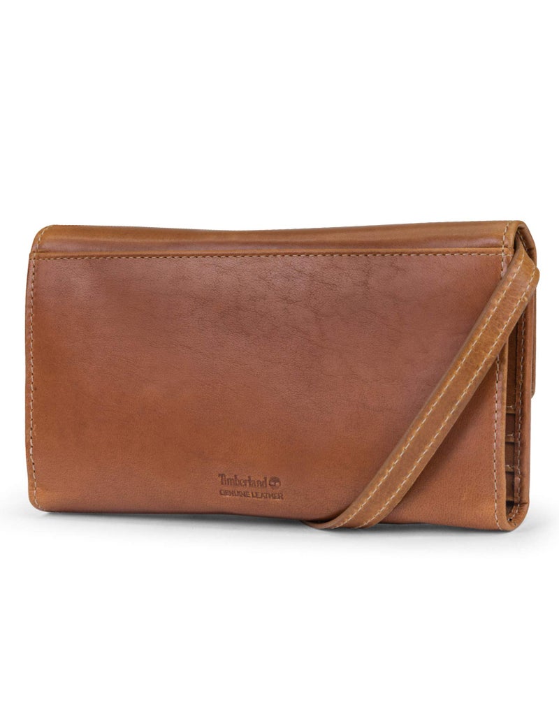 Timberland Women's Rfid Leather Crossbody Wallet Phone Bag With Detachable Crossbody Strap, Cognac (Buff Apache), One Size - Image 3