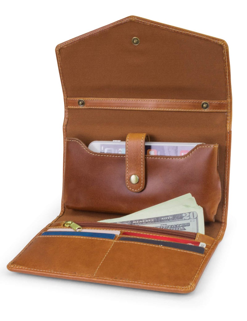 Timberland Women's Rfid Leather Crossbody Wallet Phone Bag With Detachable Crossbody Strap, Cognac (Buff Apache), One Size - Image 2