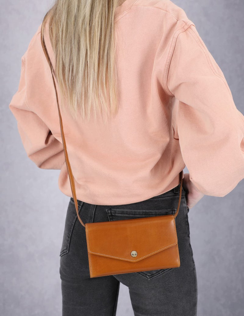 Timberland Women's Rfid Leather Crossbody Wallet Phone Bag With Detachable Crossbody Strap, Cognac (Buff Apache), One Size - Image 4
