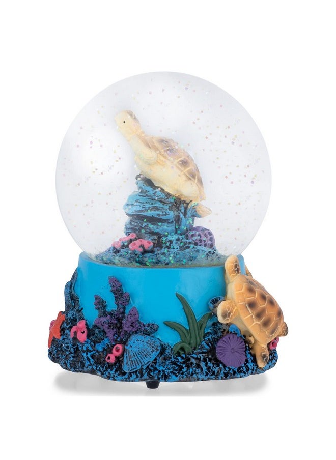 Elanze Designs Elanze Designs Coral Reef Sea Turtles 100MM Sturdy Wind Up Musical Glitter Water Snow Globe Tabletop Dresser Nightstand Figurine Decoration Plays Tune Wonderful World  - Image 4