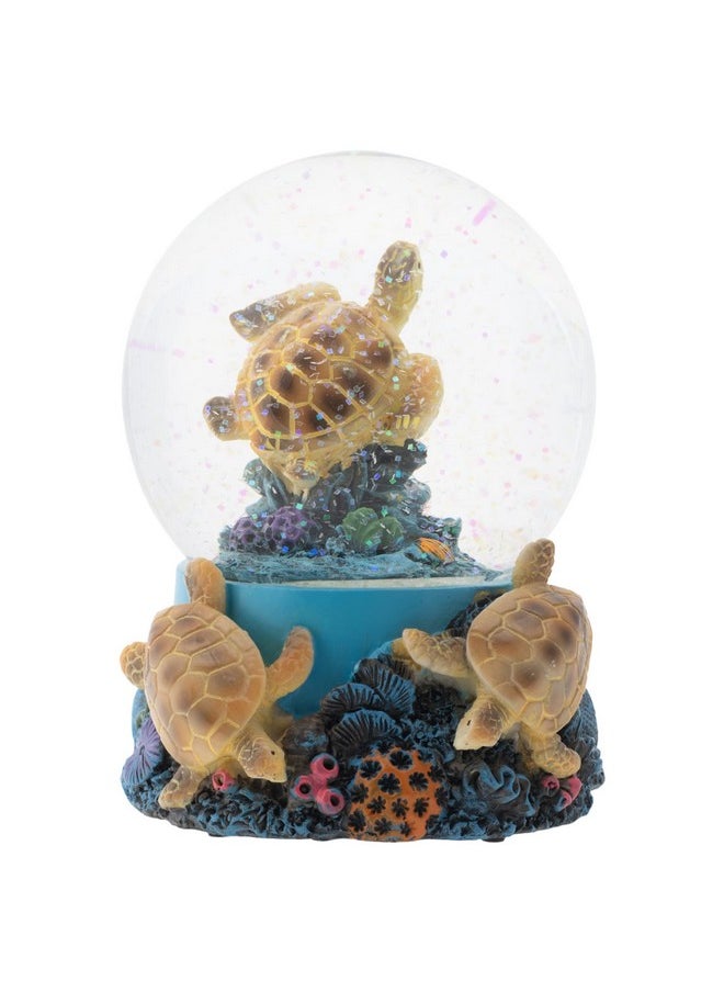 Elanze Designs Elanze Designs Coral Reef Sea Turtles 100MM Sturdy Wind Up Musical Glitter Water Snow Globe Tabletop Dresser Nightstand Figurine Decoration Plays Tune Wonderful World  - Image 1