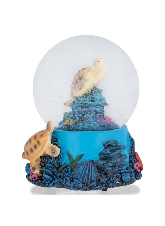 Elanze Designs Elanze Designs Coral Reef Sea Turtles 100MM Sturdy Wind Up Musical Glitter Water Snow Globe Tabletop Dresser Nightstand Figurine Decoration Plays Tune Wonderful World  - Image 2