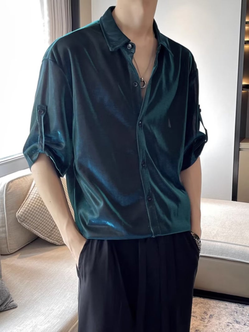 2023 new summer Japanese style texture fashionable gradient printed Hong Kong style short sleeve t-shirt for men and women - Image 5