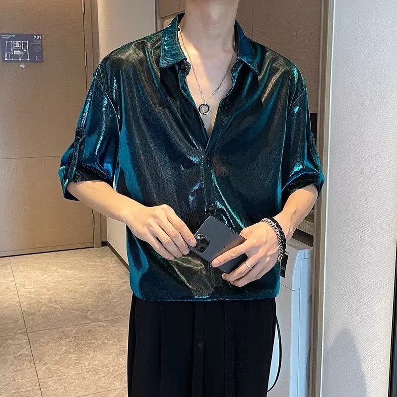 2023 new summer Japanese style texture fashionable gradient printed Hong Kong style short sleeve t-shirt for men and women - Image 1
