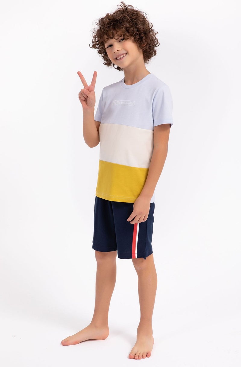Arnetta All You Need Is Family Sky Blue Boys Bermuda Set  - Image 1