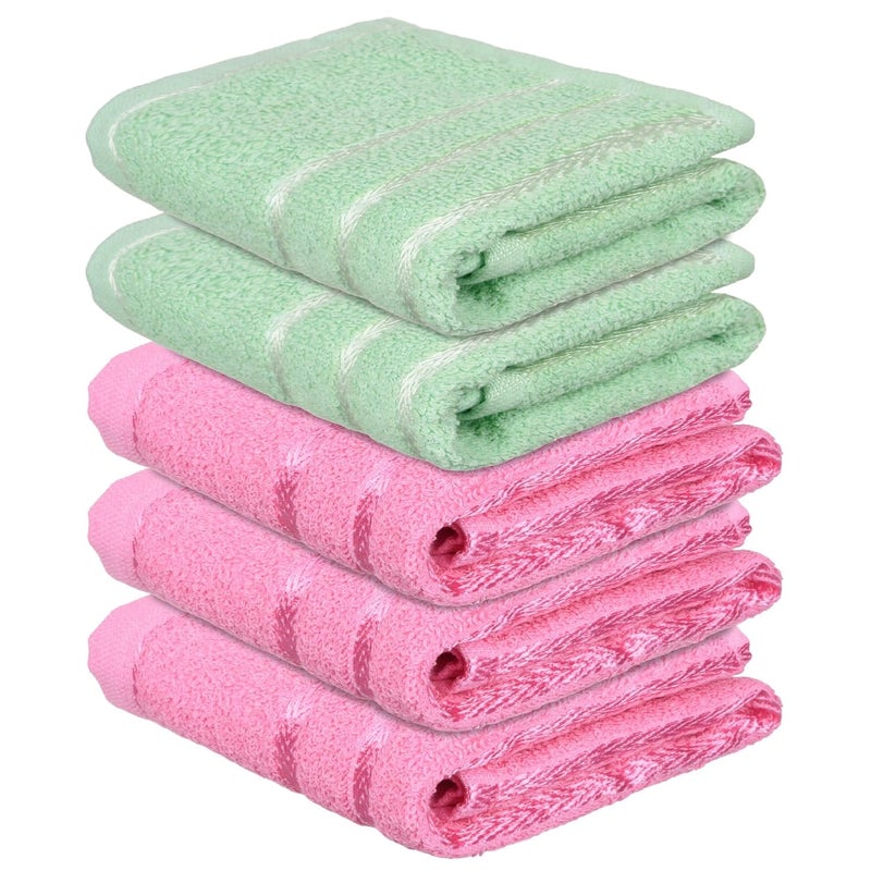 Kuber Industries Kuber Industries Face Towel Cotton Towels for Facewash Towels for Daily use Workout Hand Towel Lining Design 14x21 Inch Pack of 5 Multi  - Image 1