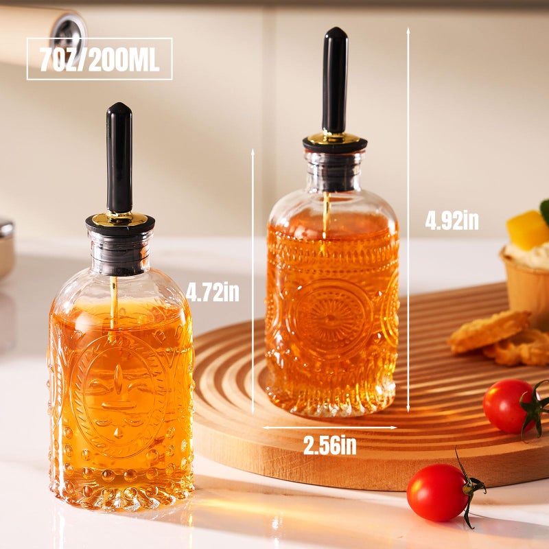 Baalaka 2 Pack Glass Coffee Syrup Dispenser Bottles Set, 7 OZ Simple Syrup Bottles with Metal Pour Spout, Syrup Dispenser for Coffee Bar Accessories for Maple Honey Syrup Oil and Sauces - Image 4