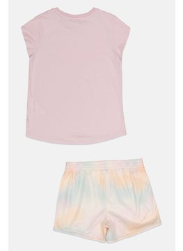 PUMA Kids Girl 2 Pieces Sportswear Fit Brand Logo Top With Short Set, Multicolor  - Image 2
