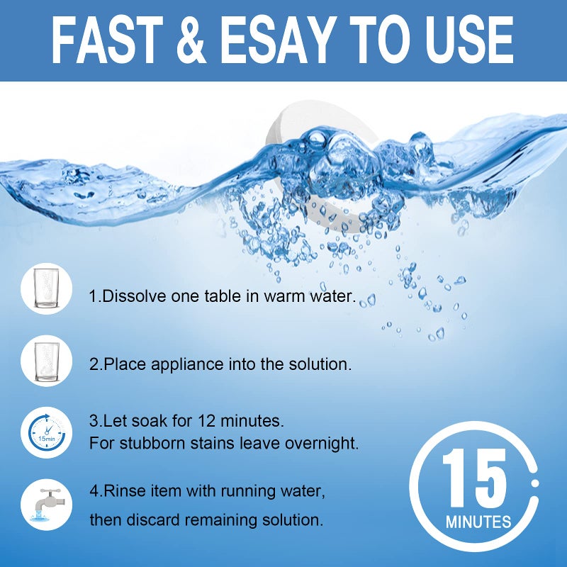EZGO Retainer Cleaner Tablets, Denture Cleaning Tablets for Mouth Guard, Night Guard and Removable Dental Appliances, Removes Stains, Bad Odor, Plaque in 3 Minutes, 4 Months Supply (120 pcs) - Image 5