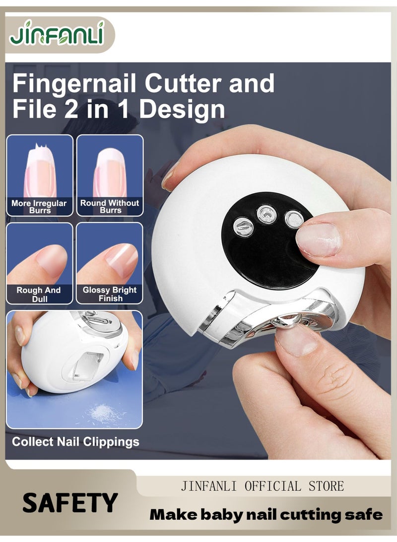 JINFANLI Electric Automatic Baby Nail Clipper with Light and 3 Speeds, Fingernail Cutter and File and Usb Charging 3 in 1 Design,360° Rotatable Safety Automatic Nail Trimmer for Baby, Kids, Seniors and Adults - Image 1