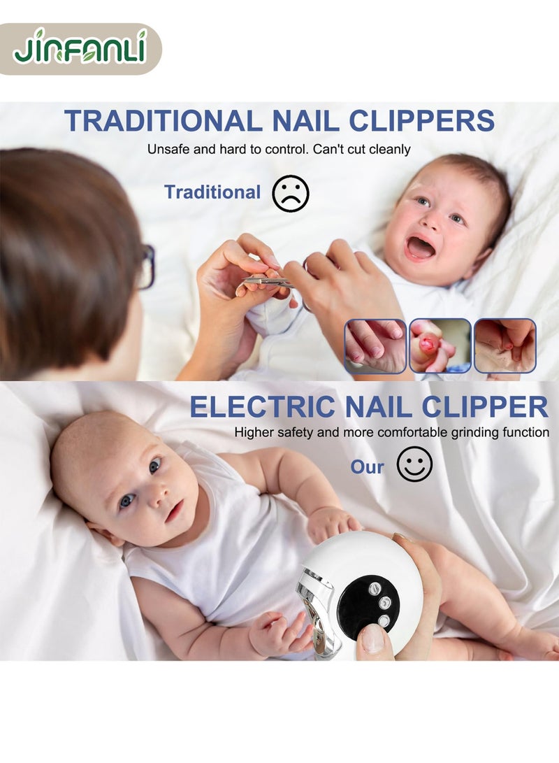 JINFANLI Electric Automatic Baby Nail Clipper with Light and 3 Speeds, Fingernail Cutter and File and Usb Charging 3 in 1 Design,360° Rotatable Safety Automatic Nail Trimmer for Baby, Kids, Seniors and Adults - Image 2