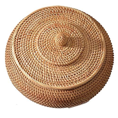 Kodeng Round Rattan Boxes With Lid Hand-Woven Multi-Purpose Wicker Tray 8.6Inch Picnic Food Bread Table Storage Basket (22X13Cm) - Image 5