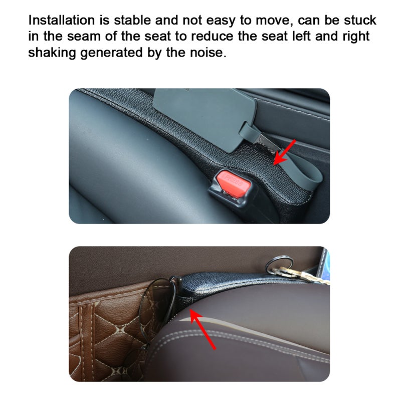 Seat Gaps Filler: Black High-quality Leather Texture Material - Perfect Fit Gaps Seat Gaps Plug for Car Driver Passenger Seat - Image 2