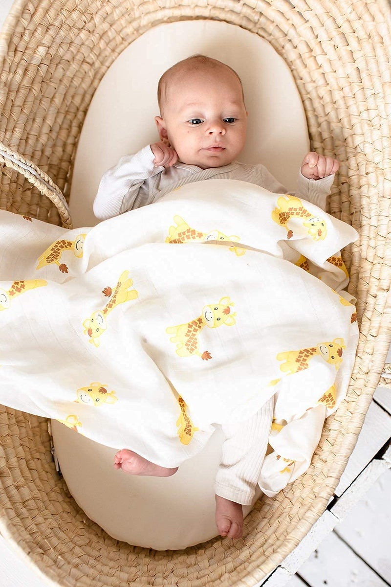 Cuddle Bug CuddleBug Muslin Baby Swaddle Blankets for Boys and Girls Size Large 4 x 4 Feet – Muslin Cotton 4 Pack (Safari Friends) - Image 5