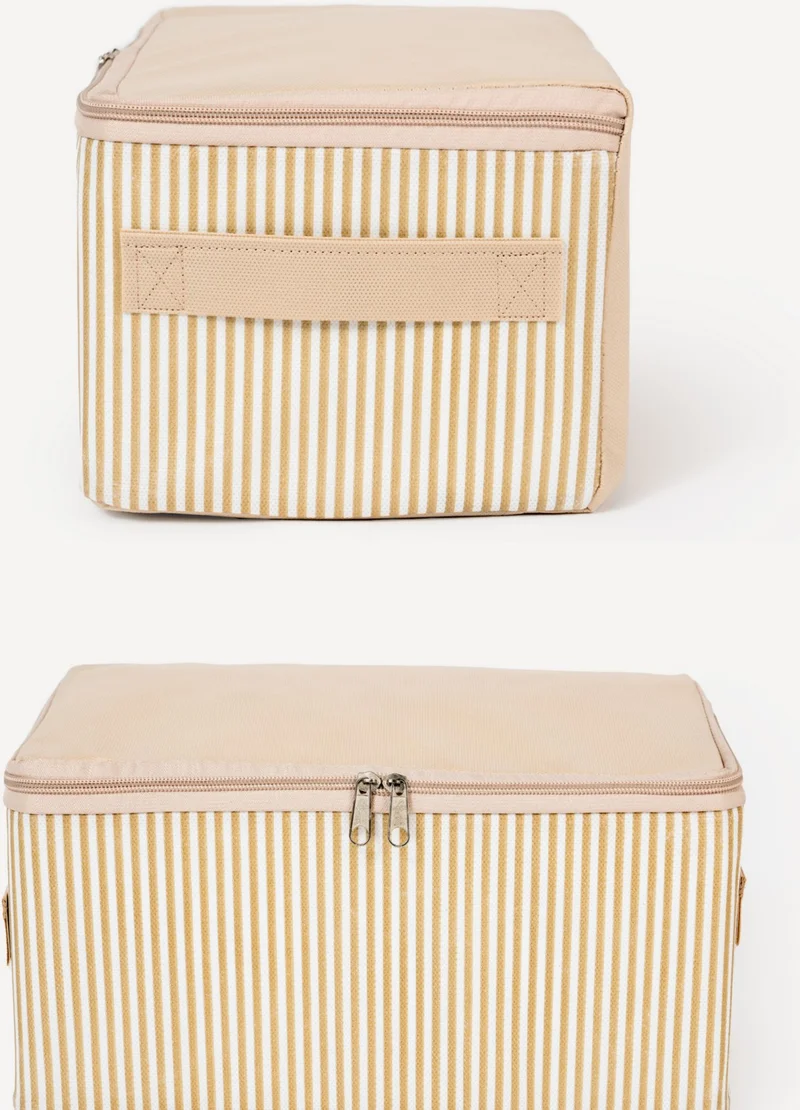 Nacarev 4 Pieces Small Size Line Pattern Printed Beige Base Under Cabinet Organizer Storage Bag Set 30x20x15 cm