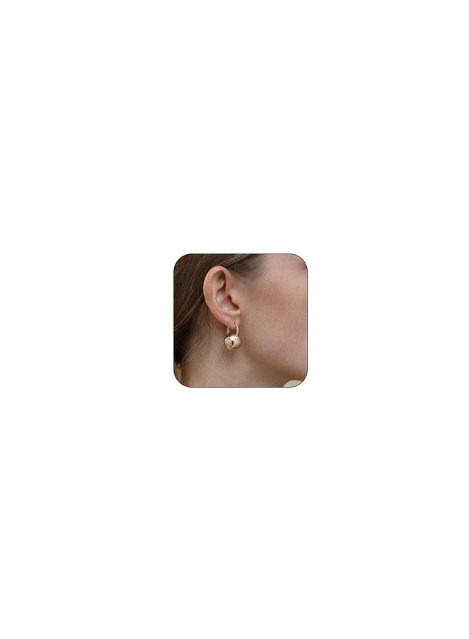 Ascona Gold Hoop Earrings, Gold Ball Drop Dangle Leverback Earrings for Women, Hypoallergenic Lightweight Gold Plated Dainty Earrings Fashion Jewelry(24mm ball gold) - Image 1