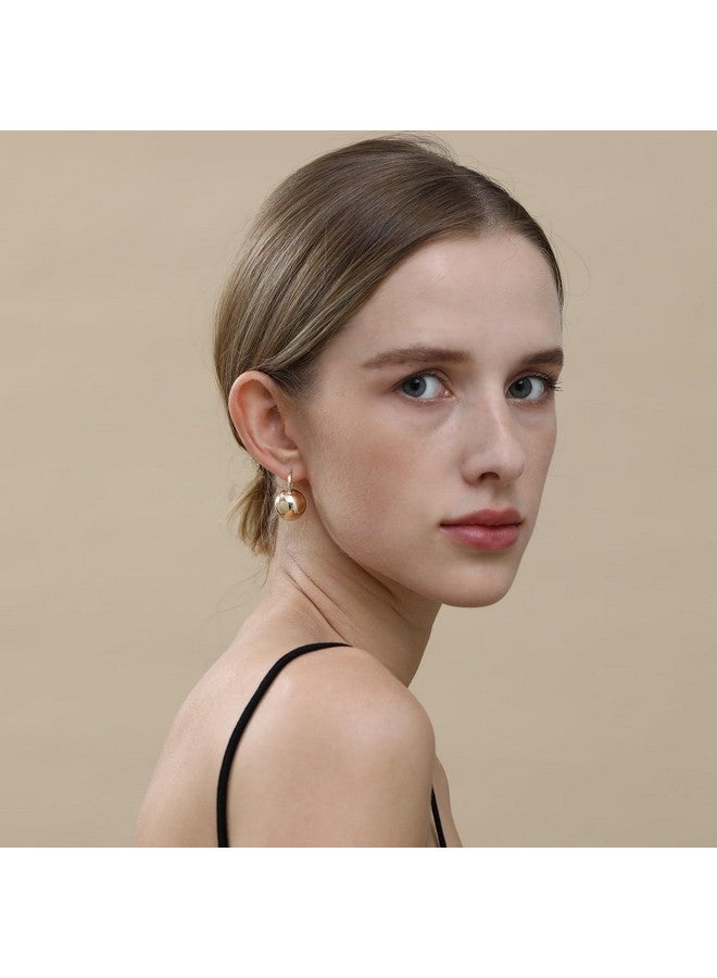 Ascona Gold Hoop Earrings, Gold Ball Drop Dangle Leverback Earrings for Women, Hypoallergenic Lightweight Gold Plated Dainty Earrings Fashion Jewelry(24mm ball gold) - Image 3