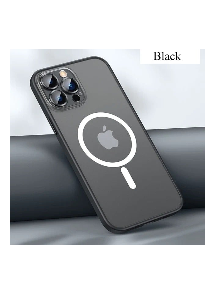 Suitable For iPhone 13 Pro Max Eagle Eye Lens Film Frosted Mobile Phone Shell Apple Magsafe Magnetic Suction Allinclusive Protective Cover Black
