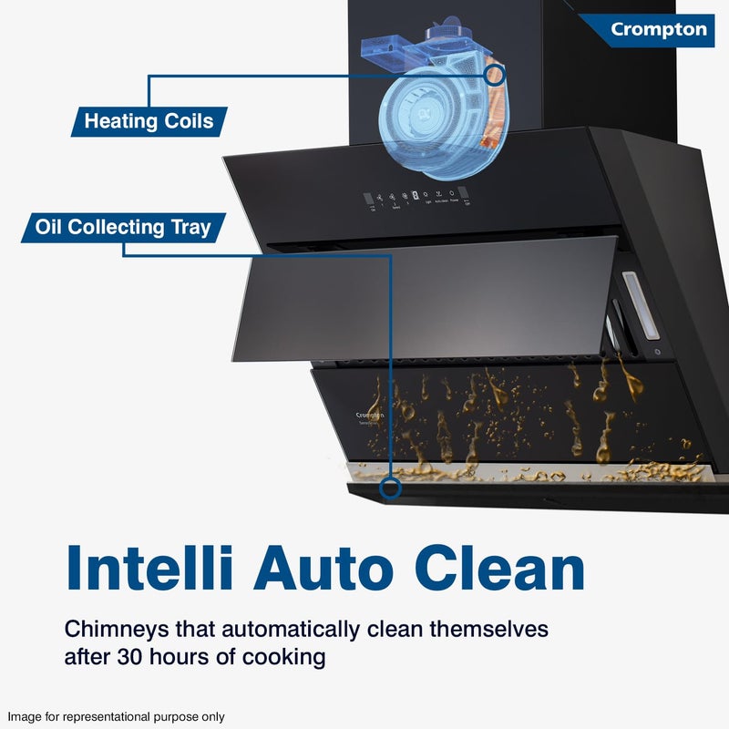 Crompton Crompton SensoSmart Inclined 60cm Filter less Auto Clean Wall Mounted Chimney Black 1290 CMH CHDSSI60FLEMBL  - Image 4
