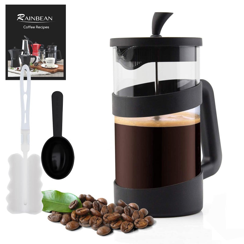 RAINBEAN 8 Cup Cafetiere Coffee Press French Press Maker for Filter Coffee Loose Tea and Milk Froth with Triple Stainless Steel Filter Heat Resistant Borosilicate Glass 1000 ML  34 oz