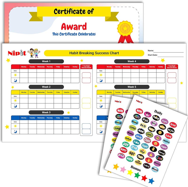 Nipit Reward Chart for Kids  Stop Thumb Sucking  Nail Biting Tracker Encourage Good Behavior with Fun Stickers Interactive Behavior Chart for Home Colorful Design Ideal for Toddlers  Children - Image 2