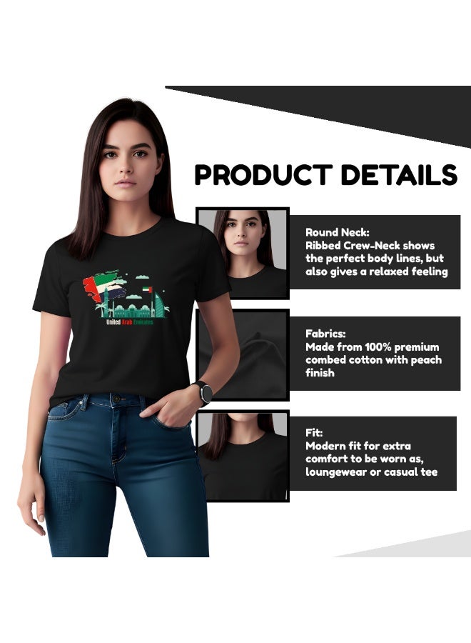 UAE Celebration T-Shirt For Women-Printed Design Short Sleeve Top Tee For Celebrations Day,School Events,&Holidays-Comfortable And Stylish T-Shirt - Image 4