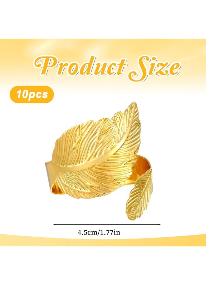 10PCS Stylish Fall Napkin Ring Gold Napkin Rings, Metal Leaf Napkin Rings - Image 2