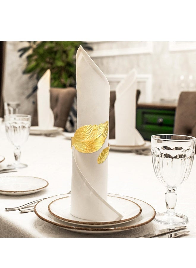10PCS Stylish Fall Napkin Ring Gold Napkin Rings, Metal Leaf Napkin Rings - Image 4