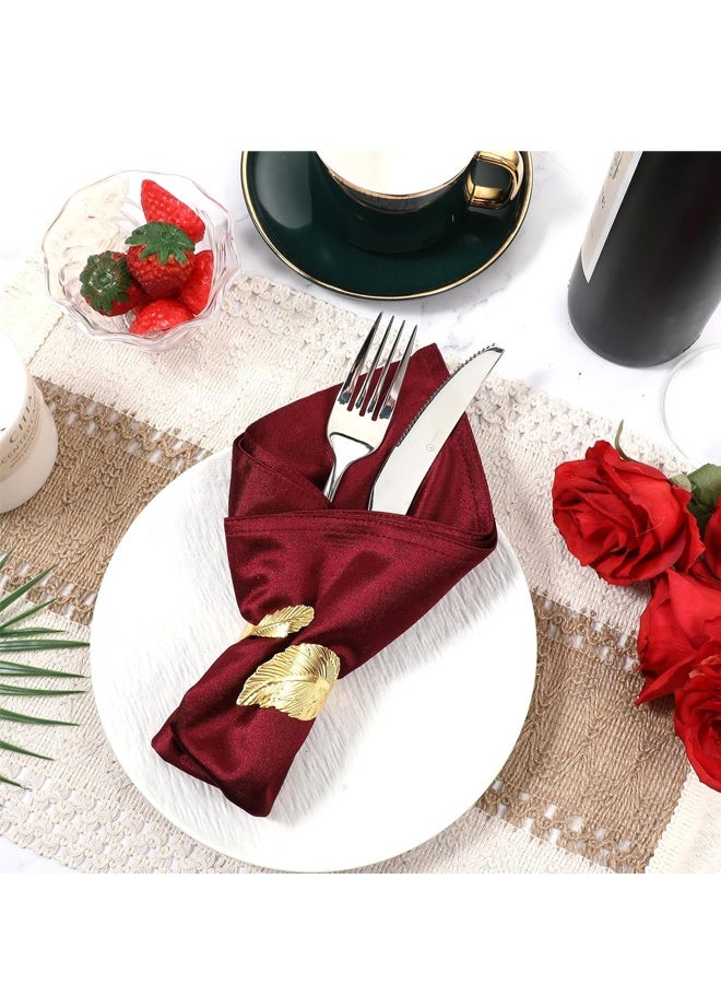 10PCS Stylish Fall Napkin Ring Gold Napkin Rings, Metal Leaf Napkin Rings - Image 3