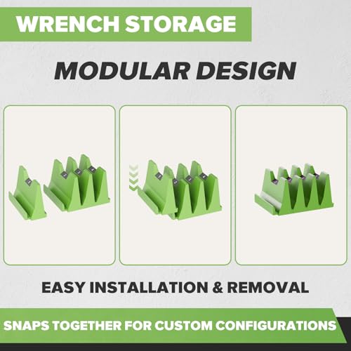 Matscover 80PCS Modular Wrench Organizer Wrench Holder - Wrench Tool Organizers for Tool Drawer Storage, Wrench Storage Set with Metric & SAE Label, Wrench Rack Tool Gift for Professional Mechanics Men, Green - Image 3
