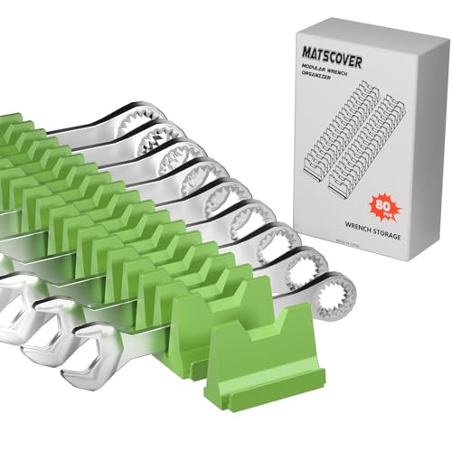 Matscover 80PCS Modular Wrench Organizer Wrench Holder - Wrench Tool Organizers for Tool Drawer Storage, Wrench Storage Set with Metric & SAE Label, Wrench Rack Tool Gift for Professional Mechanics Men, Green - Image 1