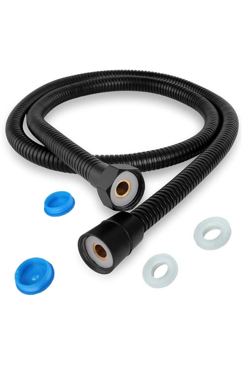 إيتافا خرطوم دش من الفولاذ المقاوم للصدأ باللون الأسود المطفي بطول 150 سم | خرطوم مرن مطلي كهربائيًا مع وصلات نحاسية – للاستخدام في الحمام وغسل الحيوانات والتنظيف - Image 1