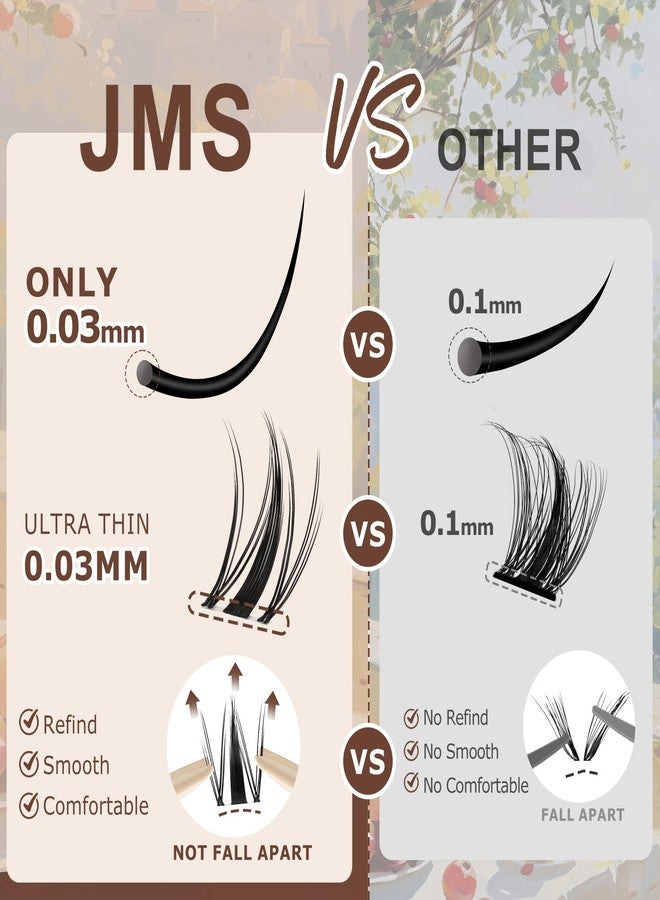 JMS&JMS Fairy Lash Clusters Kit Natural Cluster Lashes Invisible Band Manga Lashes with Lash Bond and Seal Eyelash Applictor Anime Lash Lash Extension Kit for Beginner (Fairy-8-18mix) - Image 3