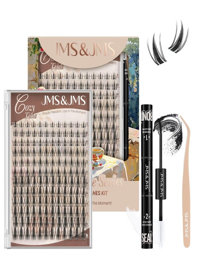 JMS&JMS Fairy Lash Clusters Kit Natural Cluster Lashes Invisible Band Manga Lashes with Lash Bond and Seal Eyelash Applictor Anime Lash Lash Extension Kit for Beginner (Fairy-8-18mix) - Image 1