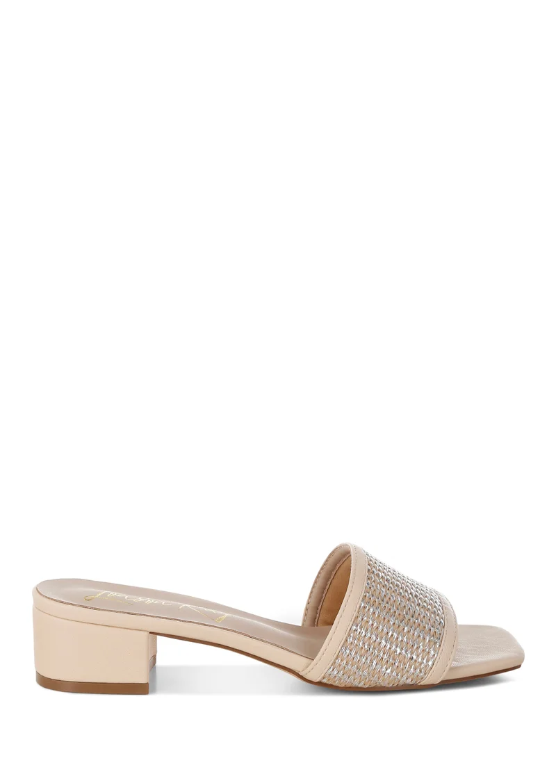 London Rag Women's Raffia Slip On Sandals in Beige