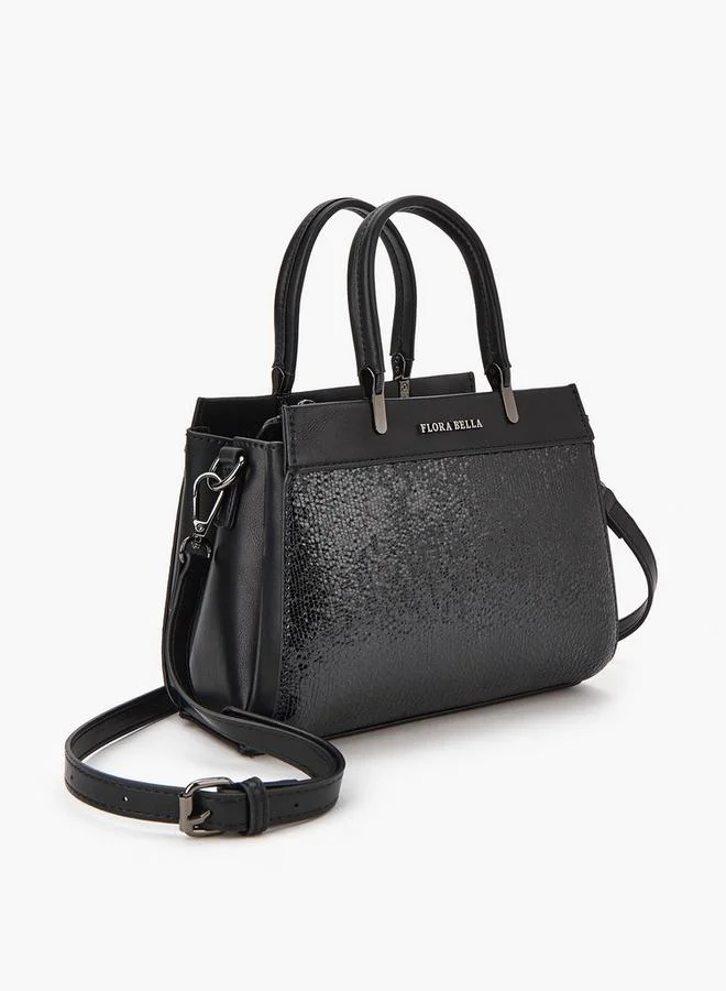Flora Bella By Shoexpress Textured Tote Bag with Double Handle and Zip Closure