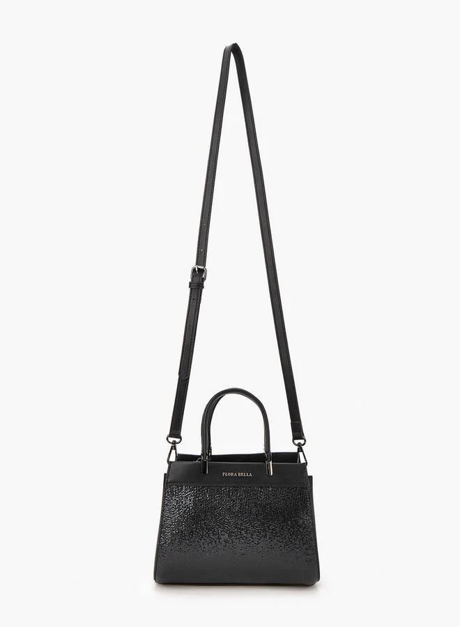 Flora Bella By Shoexpress Textured Tote Bag with Double Handle and Zip Closure