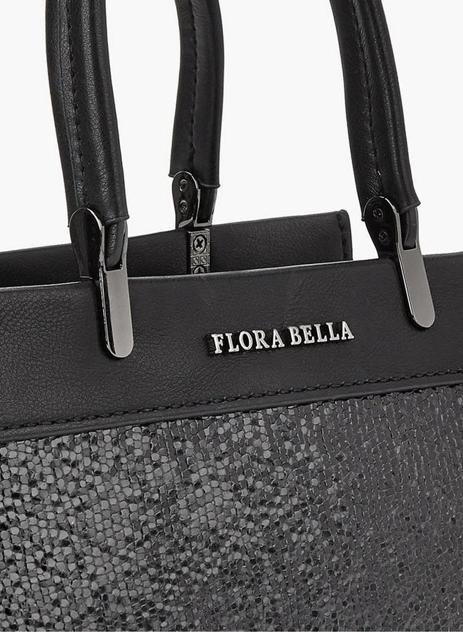 Flora Bella By Shoexpress Textured Tote Bag with Double Handle and Zip Closure