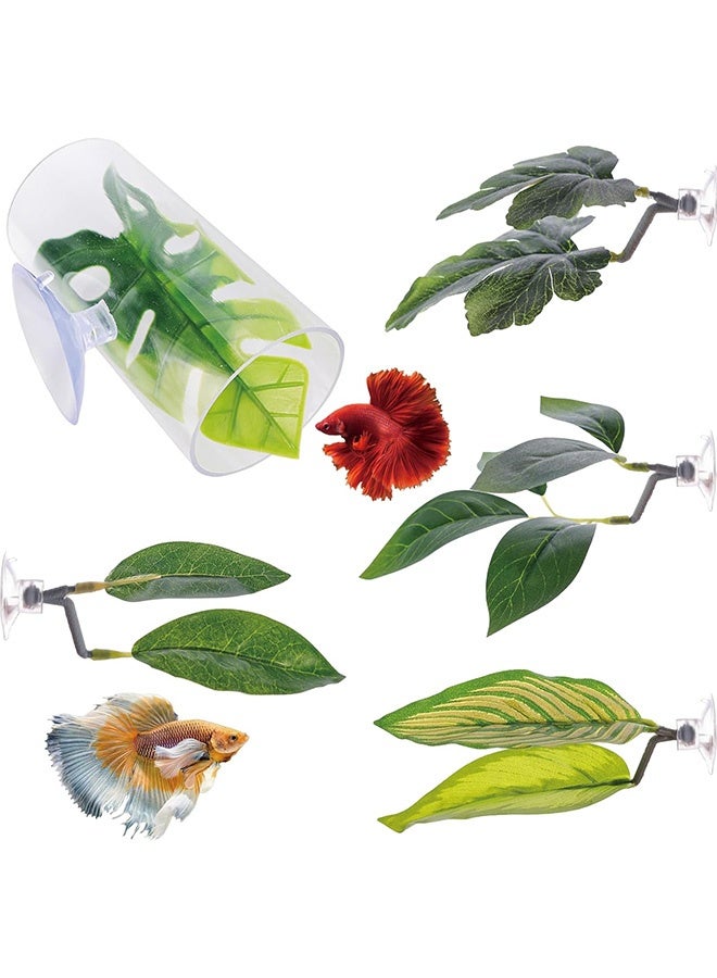 GMORO 5Pieces Betta Bed Leaf Hammock for Betta Fish, Lightweight and Realistic Resting Spot, No BPA, Practical, Comfortable and Safe - Image 1